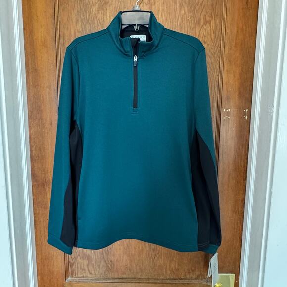 NWT PGA Tour 1/4‎ Zip Stretch Thermal Mens Medium Dark Teal Golf Dad Outdoor - Picture 2 of 10